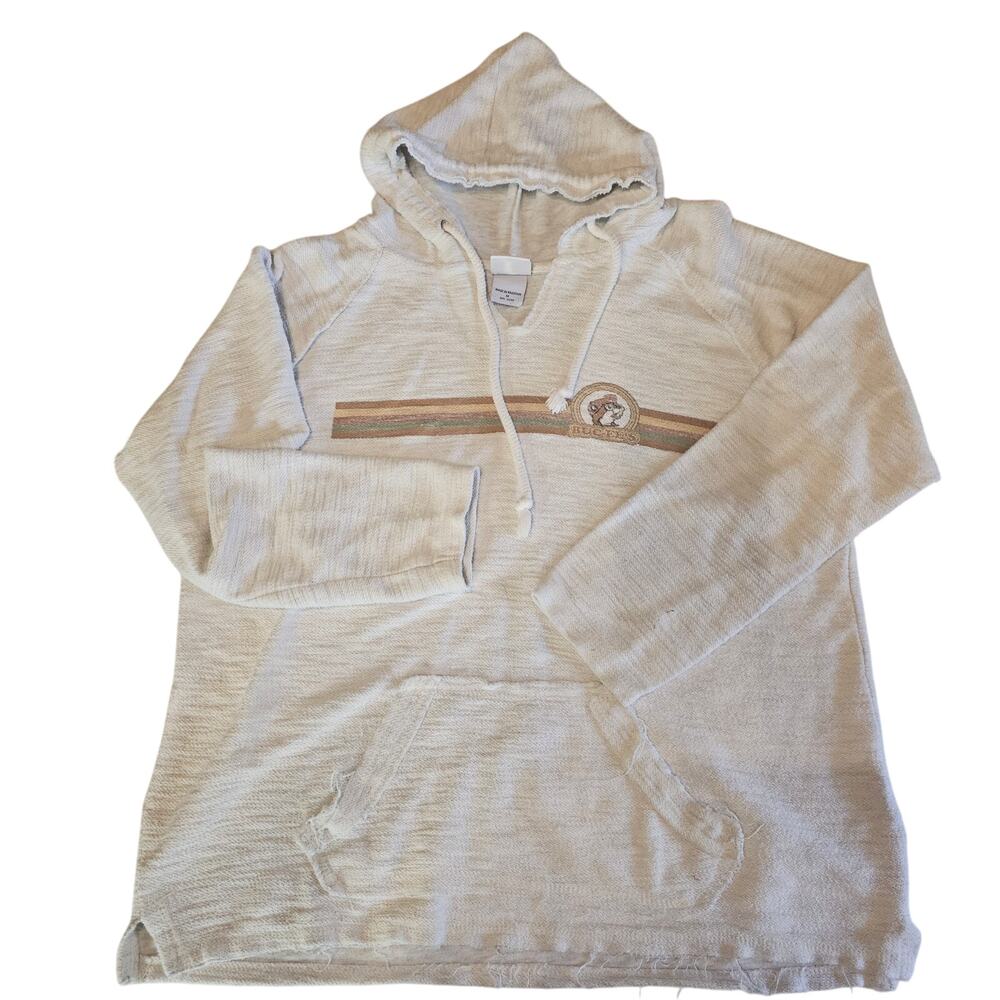 Buc-ee's Cream Cotton Terry Hoodie Hooded Sweatshirt Women's Size M 3309